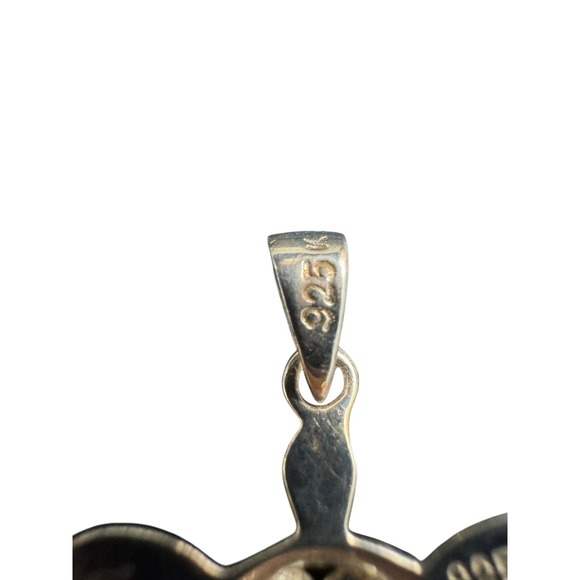 Silver 925 Hawaiian Honu Turtle Pendant Plumeria Flower Center Small Clear Stone - Picture 3 of 9